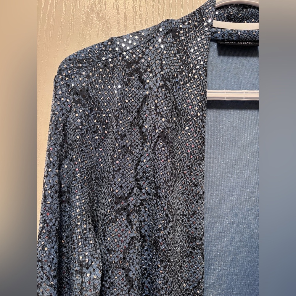 NWOT SET 2 Piece sequin snake print  Wide leg pants & Blouse open style NWOT